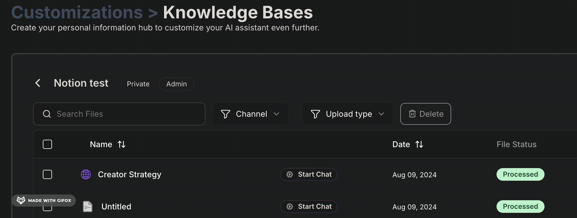 Bulk delete files from knowledge base | Product Roadmap | TextCortex AI